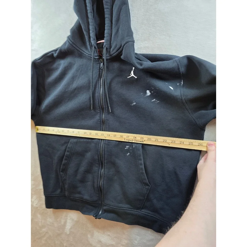 Jordan Air Hoodie‎ Sweatshirt Mens XL Black Full Zip Fleece Nike FJ7771 *Read